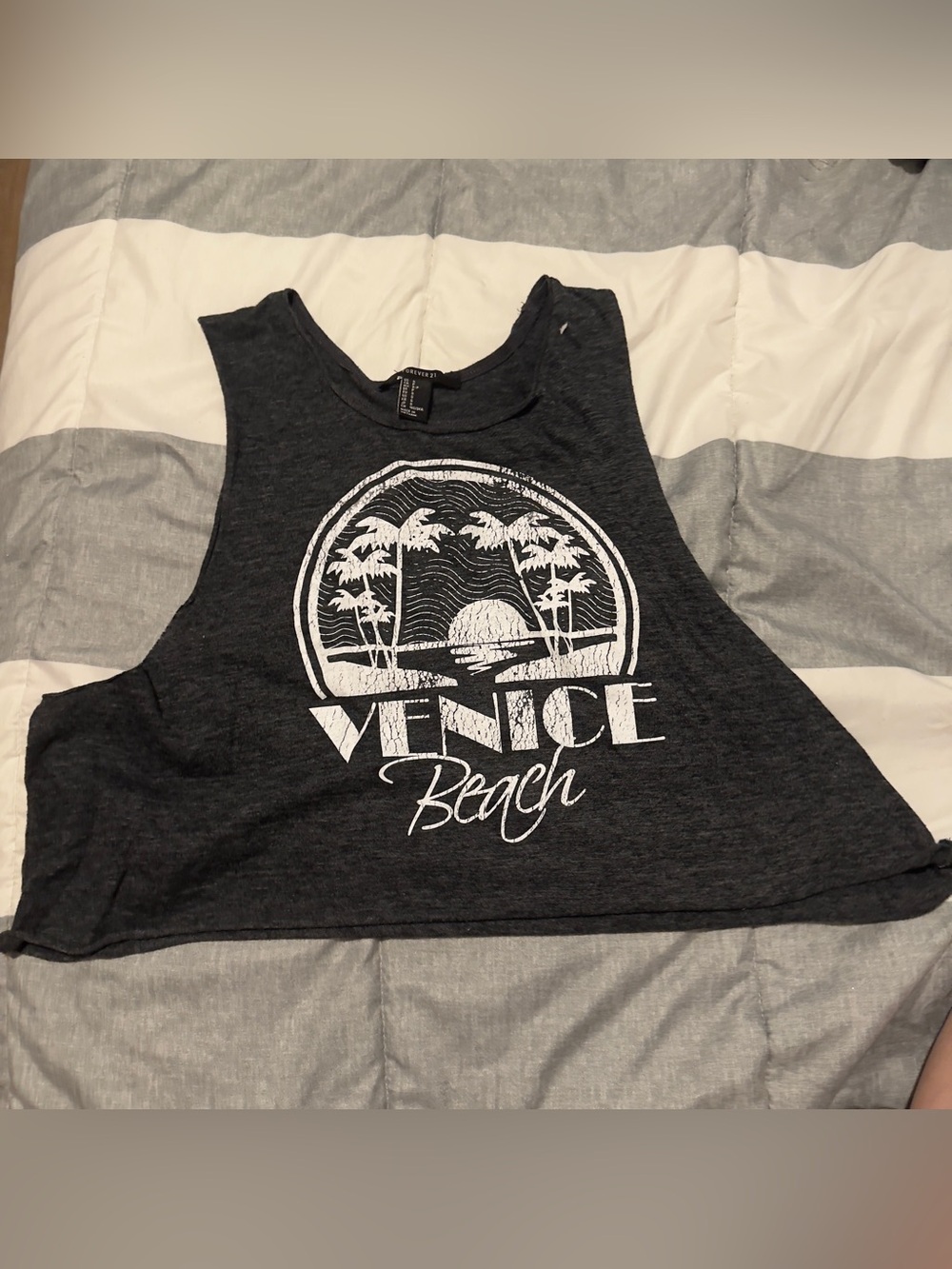 Forever 21 Black Venice Beach Graphic Cropped Tank